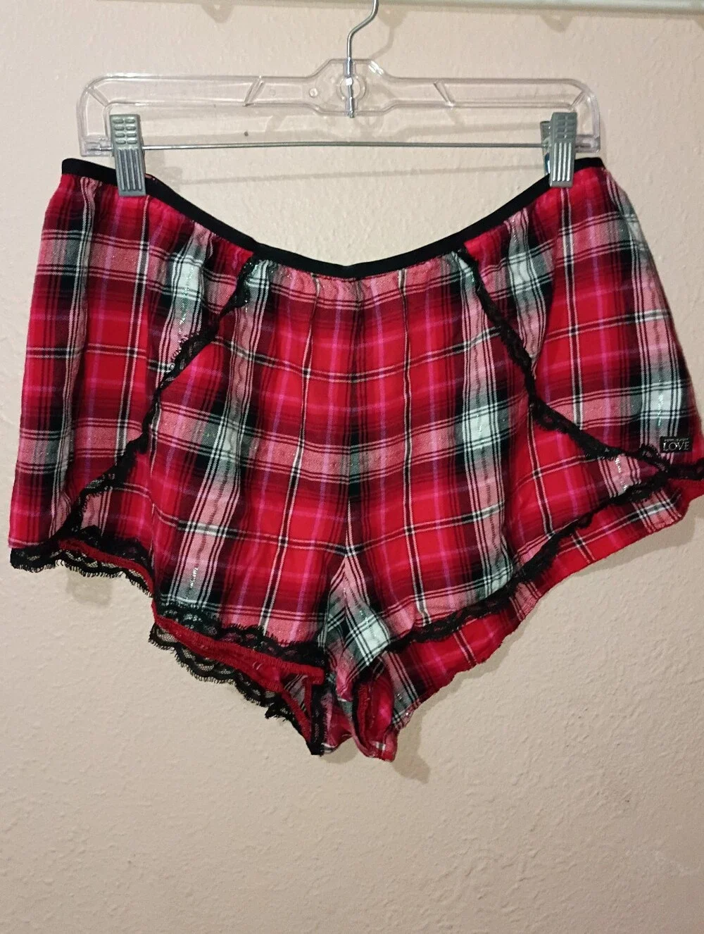 Victoria's Secret Size XL Red and Black Plaid Lounge Shorts